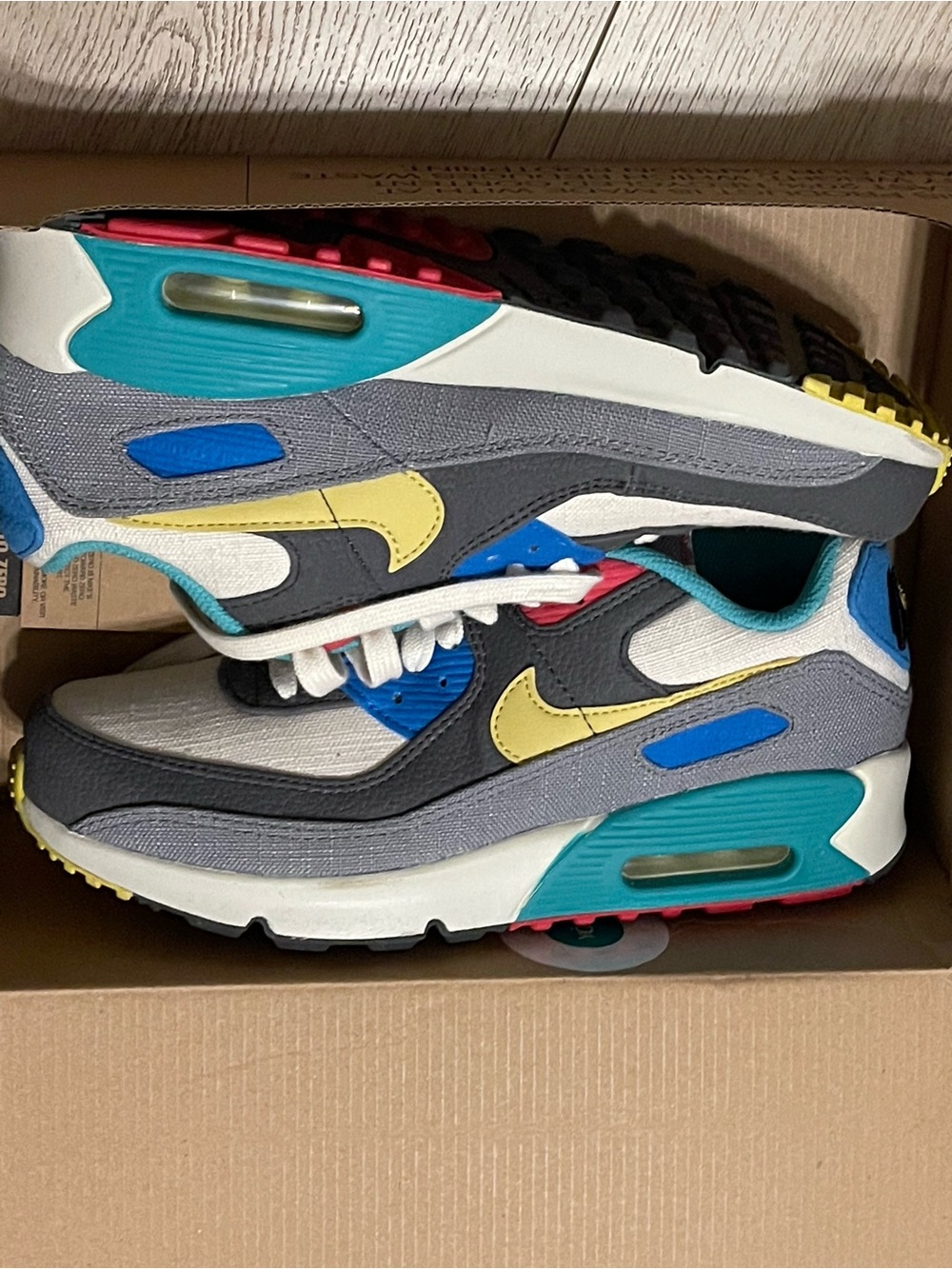 Nike Kids Air Max-Style Sneakers in Yellow, Blue & Gray